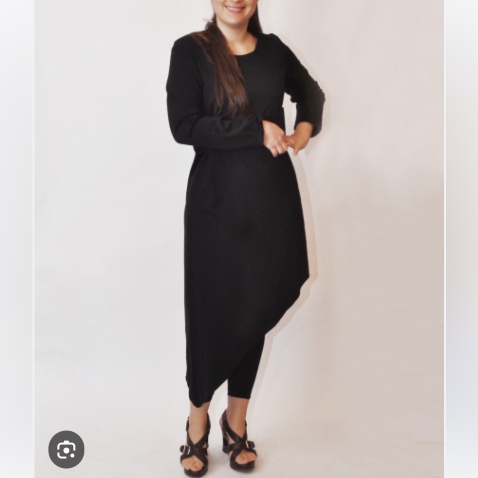 Bryn Walker Black Asymmetrical Semi-Fitted Dress